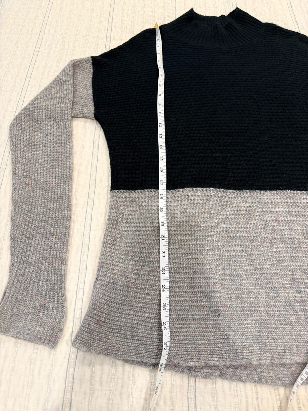 525 America Cashmere Black & Gray Colorblock Mock Neck Sweater - Picture 9 of 10